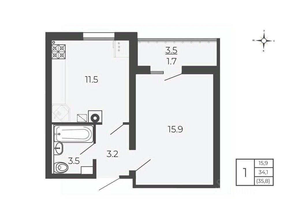 Apartment Sale, 35.8 sq. m. at Novy Blagodar, 2-y Shakhovskoy proyezd, Volokolamsk, Moscow Region, Russia #1