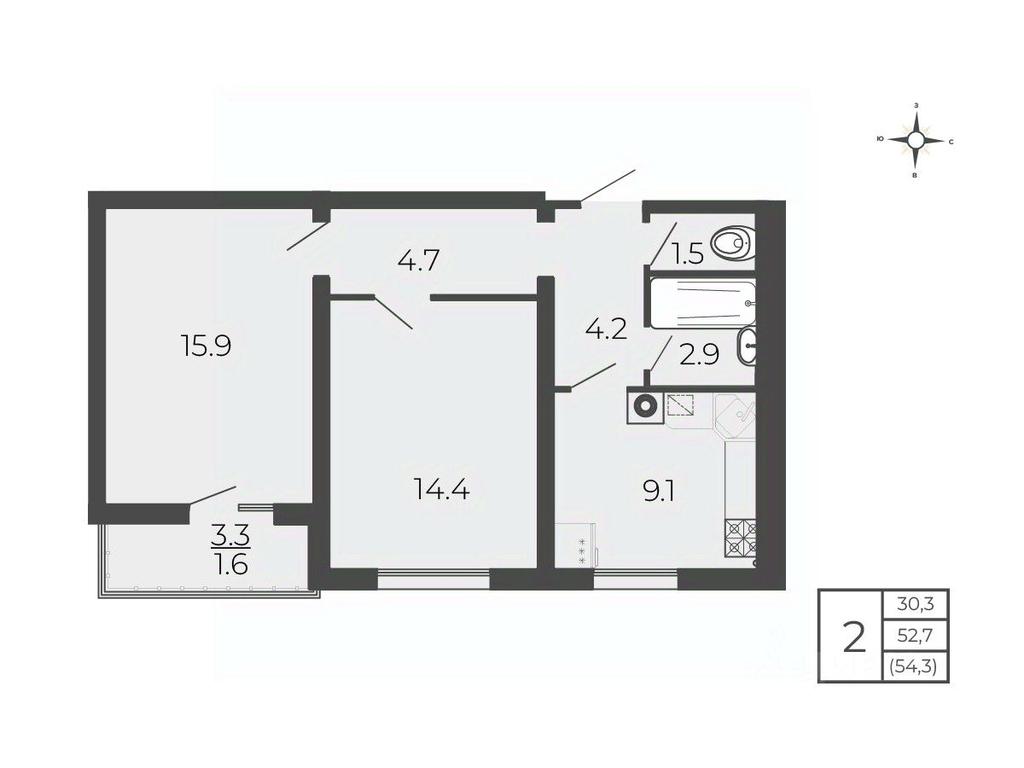 1-BD Apartment Sale, 54.3 sq. m. at Novy Blagodar, 2-y Shakhovskoy proyezd, Volokolamsk, Moscow Region, Russia #1