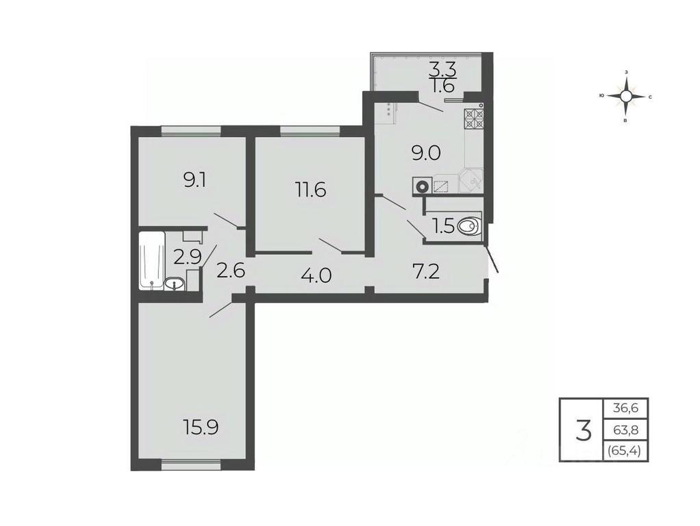 2-BD Apartment Sale, 65.4 sq. m. at Novy Blagodar, 2-y Shakhovskoy proyezd, Volokolamsk, Moscow Region, Russia #1