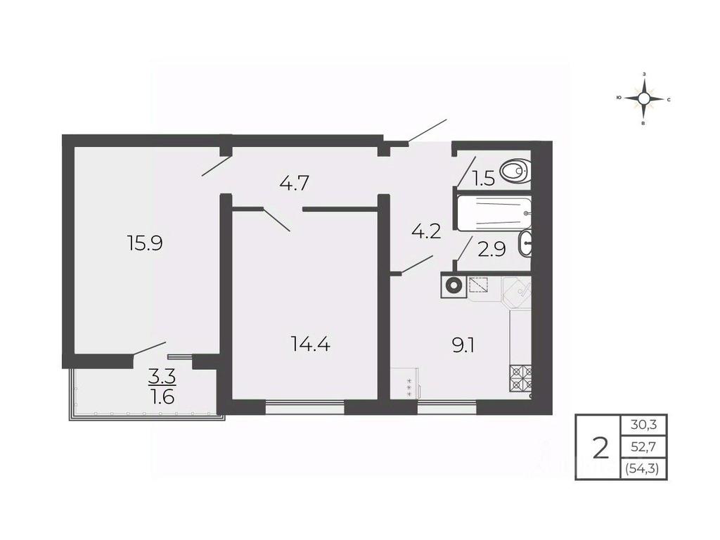 1-BD Apartment Sale, 54.3 sq. m. at Novy Blagodar, 2-y Shakhovskoy proyezd, Volokolamsk, Moscow Region, Russia #1