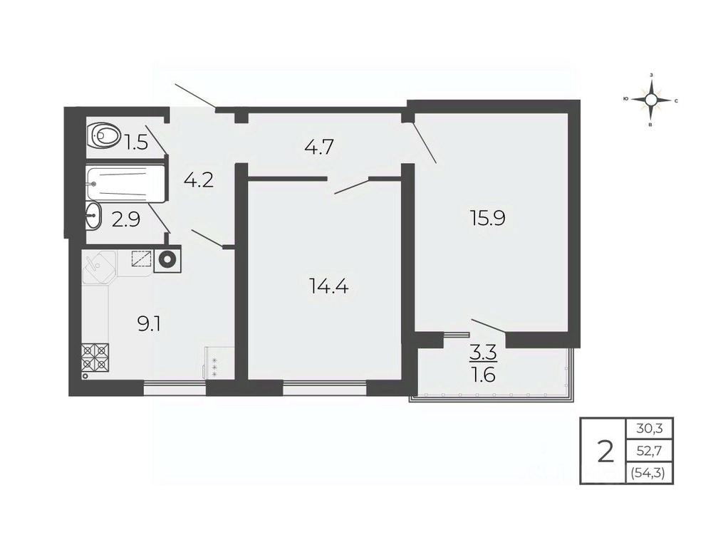 1-BD Apartment Sale, 54.3 sq. m. at Novy Blagodar, 2-y Shakhovskoy proyezd, Volokolamsk, Moscow Region, Russia #1