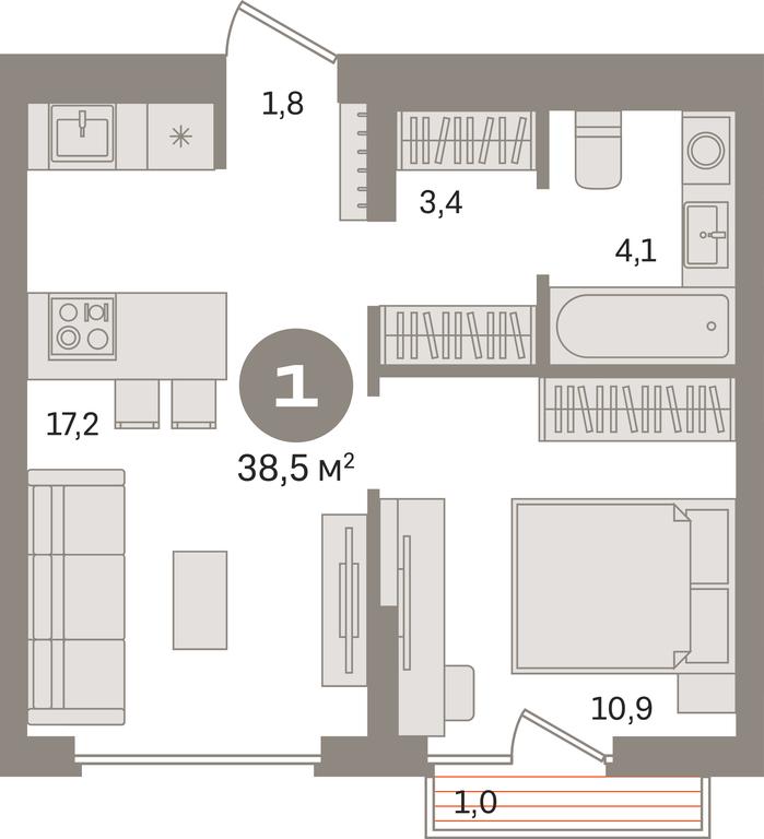 1-BD Apartment Sale, 38.5平方米 at Pervy kvartal, Kalinovaya ulitsa, derevnya Sapronovo, Leninskiy City District, Moscow Region, Russia #1 1-BD Apartment Sale, 38.5平方米 at Pervy kvartal, Kalinovaya ulitsa, derevnya Sapronovo, Leninskiy City District, Moscow Region, Russia #1