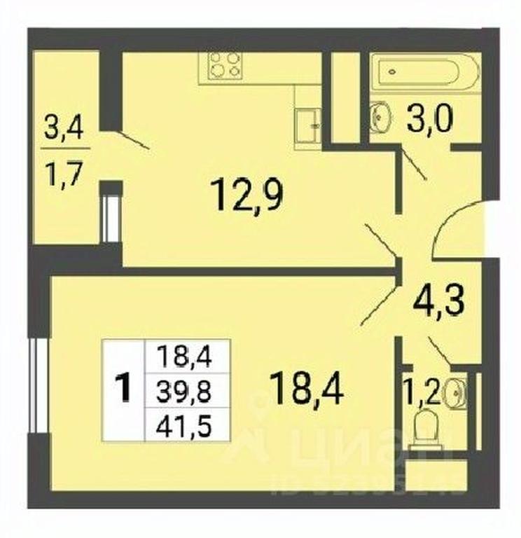 Apartment Sale, 41.5平方米 at Nekrasovka, Lipchanskogo Street, Moscow, Russia #1