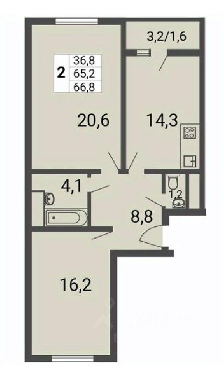 1-BD Apartment Sale, 66.8 sq. m. at Nekrasovka, Lipchanskogo Street, Moscow, Russia #1