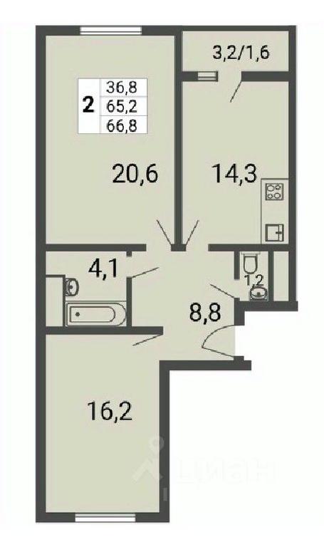 1-BD Apartment Sale, 66.8 sq. m. at Nekrasovka, Lipchanskogo Street, Moscow, Russia #1