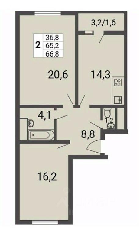 1-BD Apartment Sale, 66.8 sq. m. at Nekrasovka, Lipchanskogo Street, Moscow, Russia #1