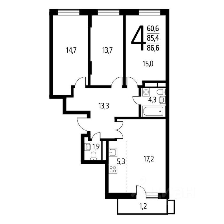 3-BD Apartment Sale, 86.6 sq. m. at Novye Vatutinki, mkr Zarechny, Bukovaya alleya, Desyonovskoye Settlement, Moscow, Russia #1 3-BD Apartment Sale, 86.6 sq. m. at Novye Vatutinki, mkr Zarechny, Bukovaya alleya, Desyonovskoye Settlement, Moscow, Russia #1