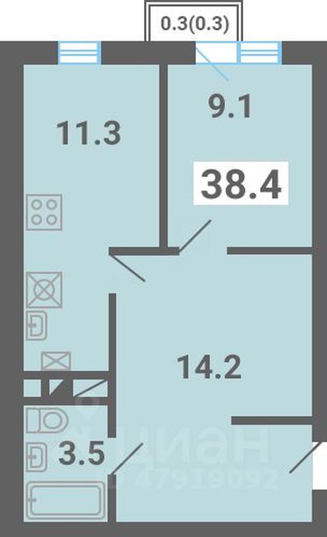Apartment Sale, 38.4 sq. m. at Iuzhnaya dolina, mikrorayon Yuzhnyye Gorki, posyolok Meshcherino, Leninskiy City District, Moscow Region, Russia #1