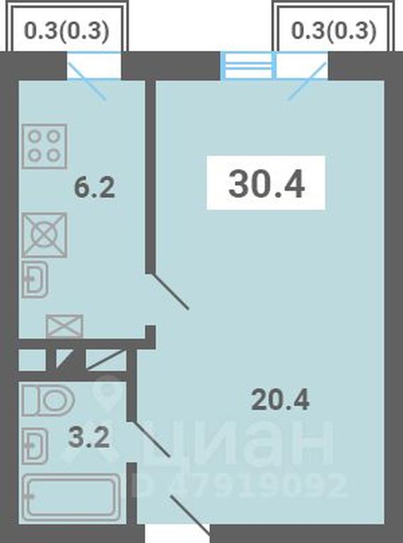 Apartment Sale, 30.4 sq. m. at Iuzhnaya dolina, mikrorayon Yuzhnyye Gorki, posyolok Meshcherino, Leninskiy City District, Moscow Region, Russia #1