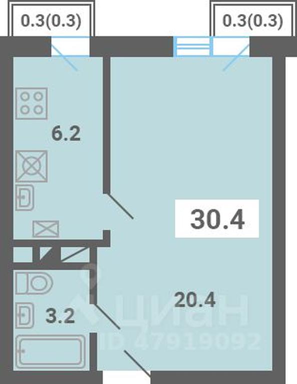 Apartment Sale, 30.4 sq. m. at Iuzhnaya dolina, mikrorayon Yuzhnyye Gorki, posyolok Meshcherino, Leninskiy City District, Moscow Region, Russia #1