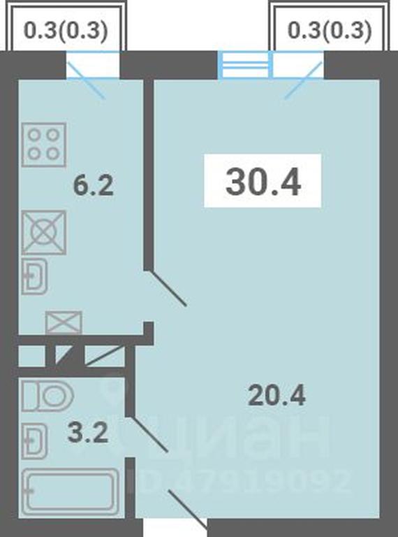 Apartment Sale, 30.4 sq. m. at Iuzhnaya dolina, mikrorayon Yuzhnyye Gorki, posyolok Meshcherino, Leninskiy City District, Moscow Region, Russia #1