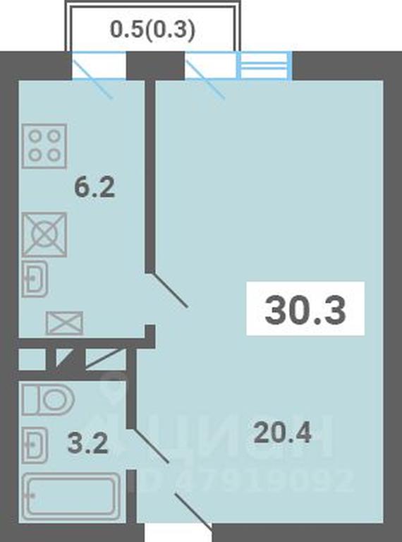 Apartment Sale, 30.3 sq. m. at Iuzhnaya dolina, mikrorayon Yuzhnyye Gorki, posyolok Meshcherino, Leninskiy City District, Moscow Region, Russia #1