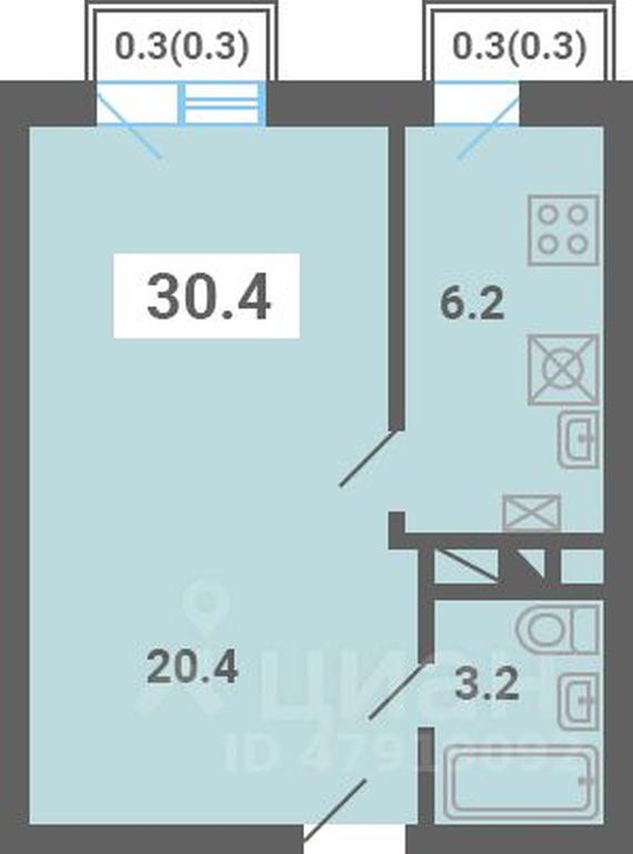 Apartment Sale, 30.4 sq. m. at Iuzhnaya dolina, mikrorayon Yuzhnyye Gorki, posyolok Meshcherino, Leninskiy City District, Moscow Region, Russia #1