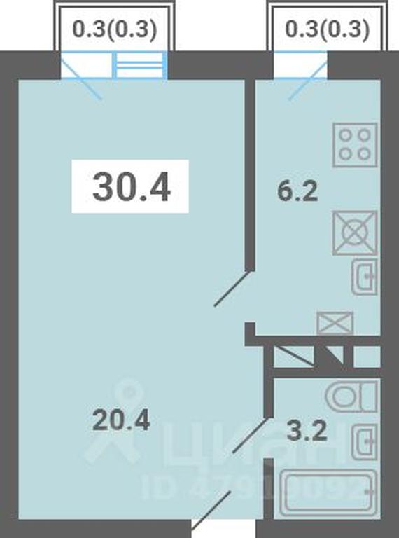 Apartment Sale, 30.4 sq. m. at Iuzhnaya dolina, mikrorayon Yuzhnyye Gorki, posyolok Meshcherino, Leninskiy City District, Moscow Region, Russia #1