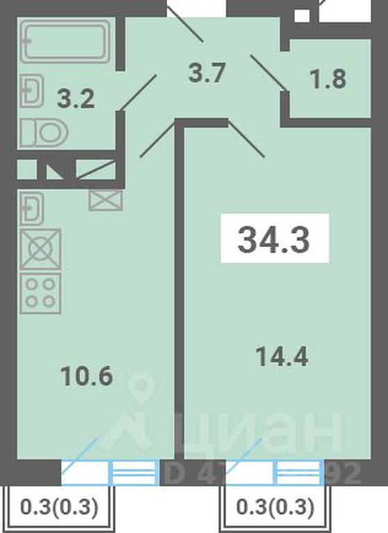 Apartment Sale, 34.3 sq. m. at Iuzhnaya dolina, mikrorayon Yuzhnyye Gorki, posyolok Meshcherino, Leninskiy City District, Moscow Region, Russia #1 Apartment Sale, 34.3 sq. m. at Iuzhnaya dolina, mikrorayon Yuzhnyye Gorki, posyolok Meshcherino, Leninskiy City District, Moscow Region, Russia #1