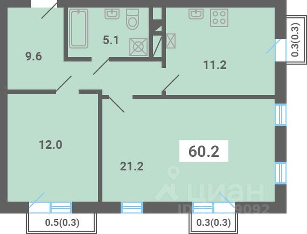 1-BD Apartment Sale, 60.2平方米 at Iuzhnaya dolina, mikrorayon Yuzhnyye Gorki, posyolok Meshcherino, Leninskiy City District, Moscow Region, Russia #1 1-BD Apartment Sale, 60.2平方米 at Iuzhnaya dolina, mikrorayon Yuzhnyye Gorki, posyolok Meshcherino, Leninskiy City District, Moscow Region, Russia #1