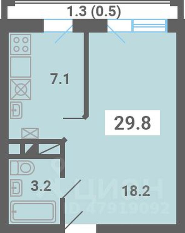 Apartment Sale, 29.8 sq. m. at Iuzhnaya dolina, mikrorayon Yuzhnyye Gorki, posyolok Meshcherino, Leninskiy City District, Moscow Region, Russia #1