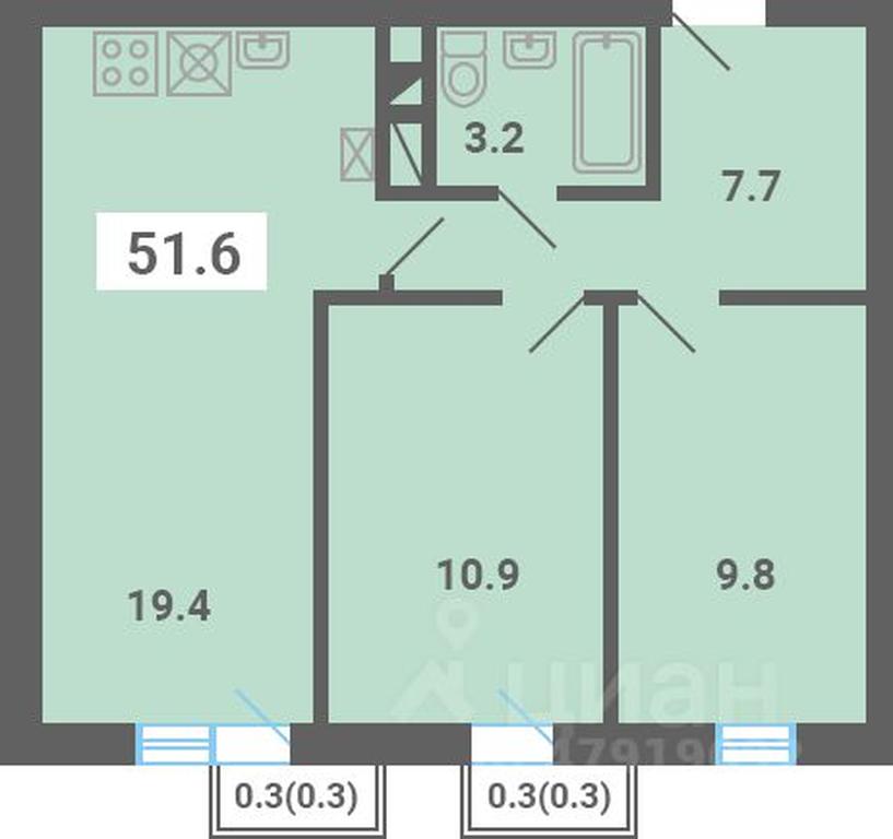 1-BD Apartment Sale, 51.6 sq. m. at Iuzhnaya dolina, mikrorayon Yuzhnyye Gorki, posyolok Meshcherino, Leninskiy City District, Moscow Region, Russia #1