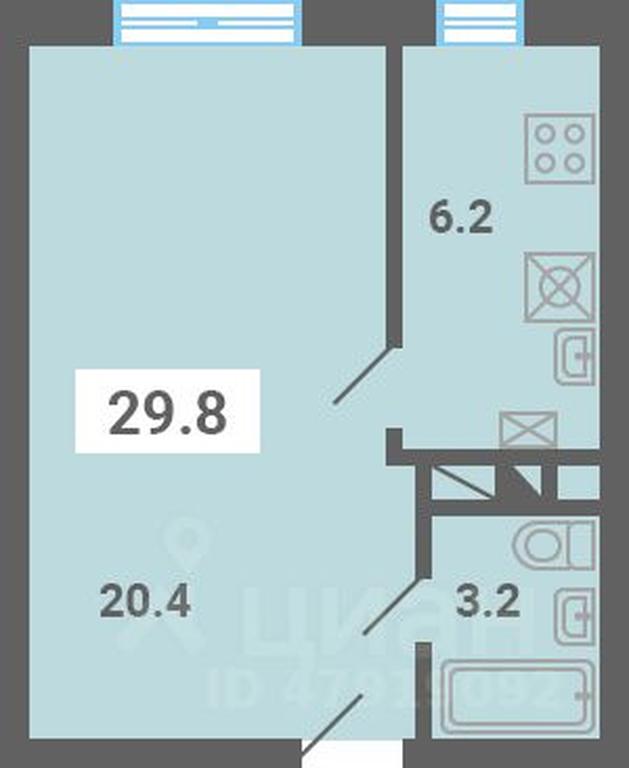 Apartment Sale, 29.8 sq. m. at Iuzhnaya dolina, mikrorayon Yuzhnyye Gorki, posyolok Meshcherino, Leninskiy City District, Moscow Region, Russia #1