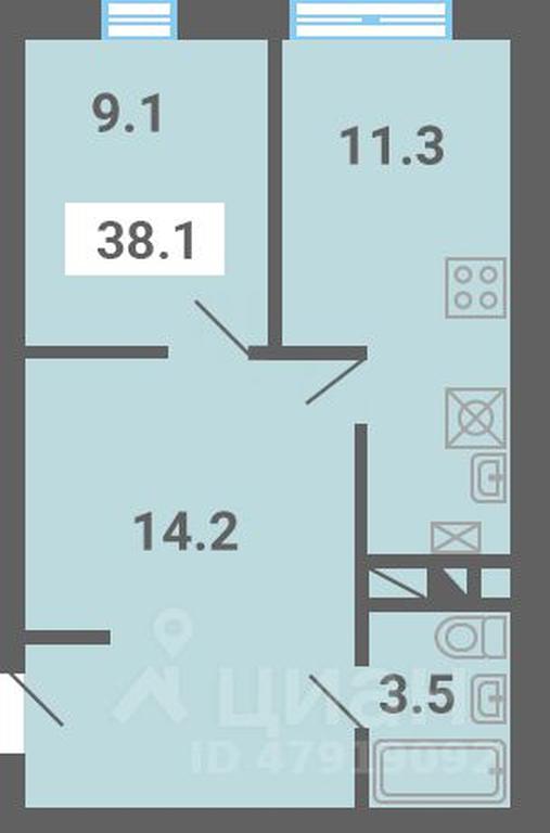 Apartment Sale, 38.1 sq. m. at Iuzhnaya dolina, mikrorayon Yuzhnyye Gorki, posyolok Meshcherino, Leninskiy City District, Moscow Region, Russia #1