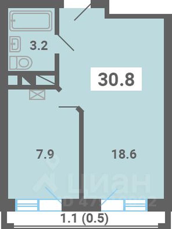 Apartment Sale, 30.8 sq. m. at Iuzhnaya dolina, mikrorayon Yuzhnyye Gorki, posyolok Meshcherino, Leninskiy City District, Moscow Region, Russia #1