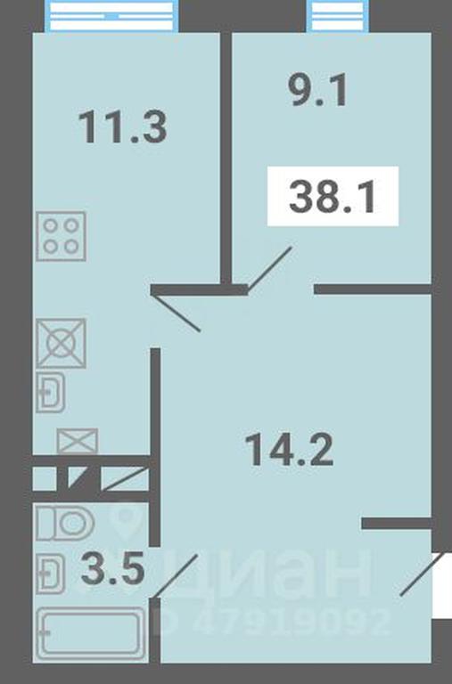 Apartment Sale, 38.1 sq. m. at Iuzhnaya dolina, mikrorayon Yuzhnyye Gorki, posyolok Meshcherino, Leninskiy City District, Moscow Region, Russia #1