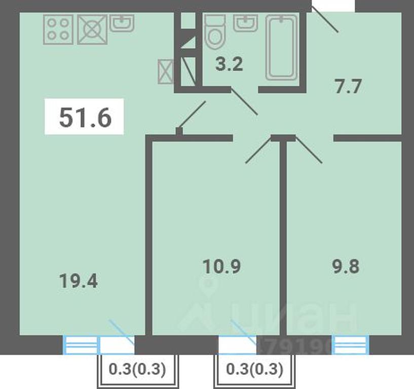 1-BD Apartment Sale, 51.6 sq. m. at Iuzhnaya dolina, mikrorayon Yuzhnyye Gorki, posyolok Meshcherino, Leninskiy City District, Moscow Region, Russia #1