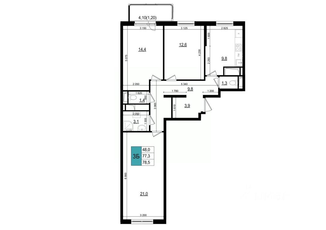 2-BD Apartment Sale, 78.5 sq. m. at Mikrorayon 6 6A, 6A mikrorayon, Odintsovo, Moscow Region, Russia #1 2-BD Apartment Sale, 78.5 sq. m. at Mikrorayon 6 6A, 6A mikrorayon, Odintsovo, Moscow Region, Russia #1