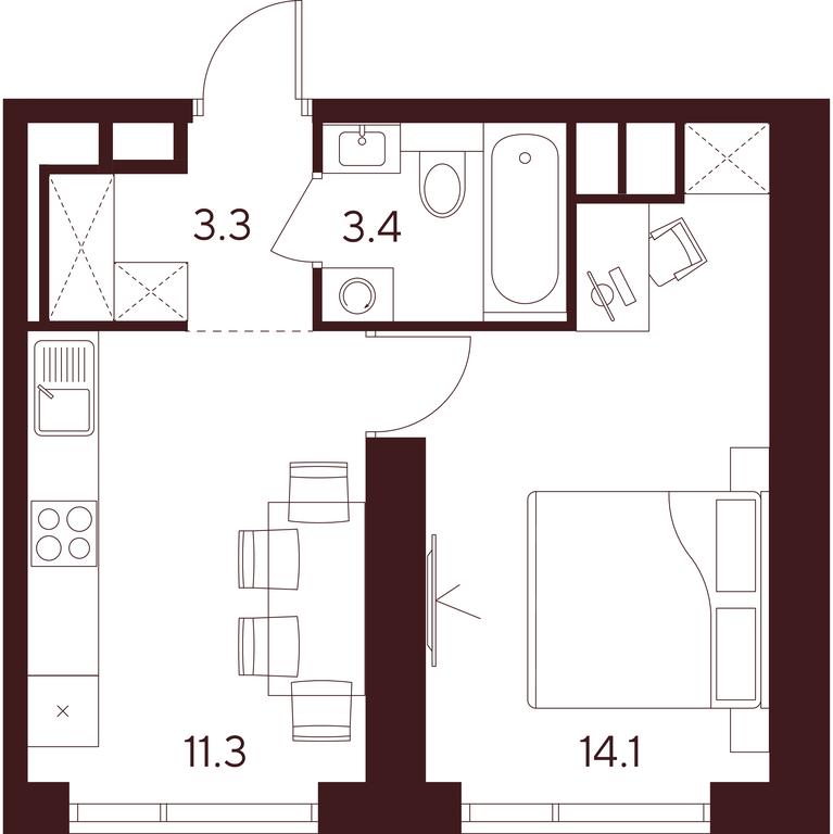 1-BD Apartment Sale, 32.1 sq. m. at INDY TOWERS (Indi Tauerz), Kuusinen Street, Moscow, Russia #1 1-BD Apartment Sale, 32.1 sq. m. at INDY TOWERS (Indi Tauerz), Kuusinen Street, Moscow, Russia #1