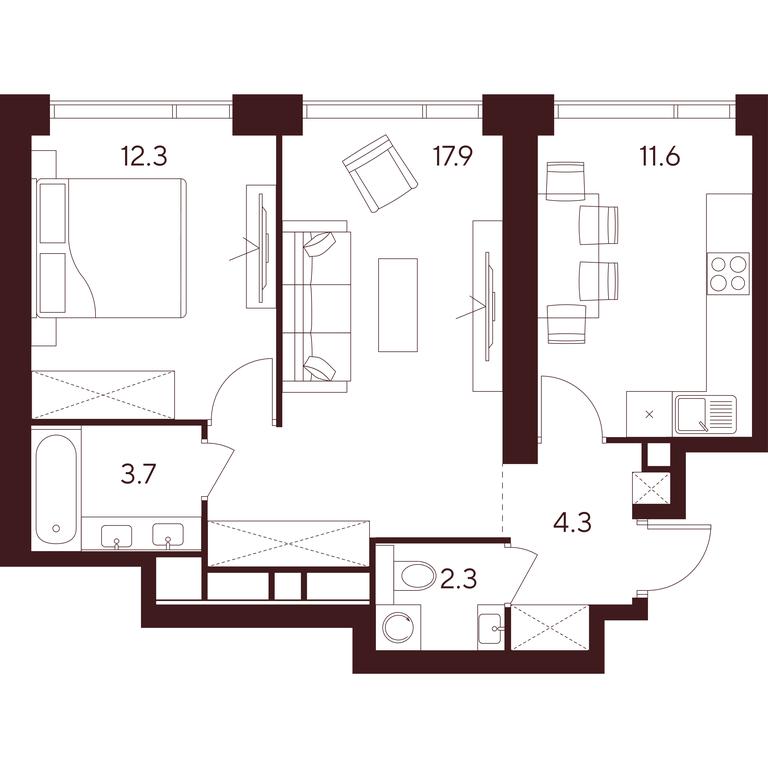 2-BD Apartment Sale, 52.1平方米 at INDY TOWERS (Indi Tauerz), Kuusinen Street, Moscow, Russia #1 2-BD Apartment Sale, 52.1平方米 at INDY TOWERS (Indi Tauerz), Kuusinen Street, Moscow, Russia #1