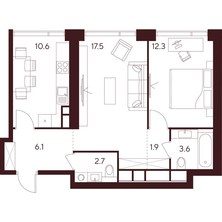 2-BD Apartment Sale, 54.7 sq. m. at INDY TOWERS (Indi Tauerz), Kuusinen Street, Moscow, Russia #1 2-BD Apartment Sale, 54.7 sq. m. at INDY TOWERS (Indi Tauerz), Kuusinen Street, Moscow, Russia #1