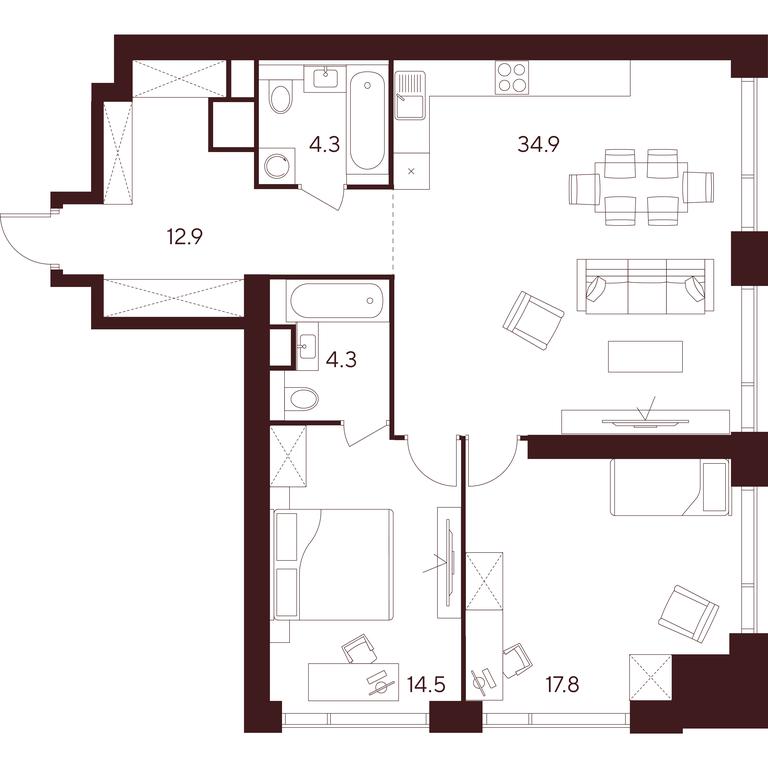 2-BD Apartment Sale, 88.7平方米 at INDY TOWERS (Indi Tauerz), Kuusinen Street, Moscow, Russia #1 2-BD Apartment Sale, 88.7平方米 at INDY TOWERS (Indi Tauerz), Kuusinen Street, Moscow, Russia #1
