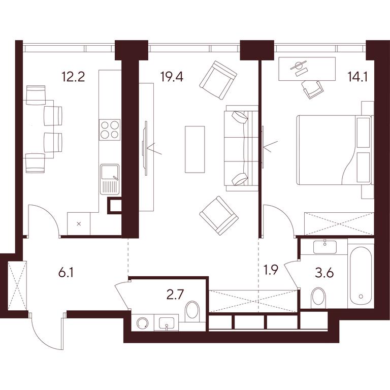 2-BD Apartment Sale, 60平方米 at INDY TOWERS (Indi Tauerz), Kuusinen Street, Moscow, Russia #1 2-BD Apartment Sale, 60平方米 at INDY TOWERS (Indi Tauerz), Kuusinen Street, Moscow, Russia #1