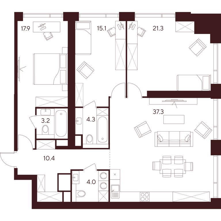 3-BD Apartment Sale, 113.5 sq. m. at INDY TOWERS (Indi Tauerz), Kuusinen Street, Moscow, Russia #1 3-BD Apartment Sale, 113.5 sq. m. at INDY TOWERS (Indi Tauerz), Kuusinen Street, Moscow, Russia #1