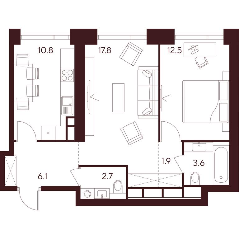 2-BD Apartment Sale, 55.4 sq. m. at INDY TOWERS (Indi Tauerz), Kuusinen Street, Moscow, Russia #1 2-BD Apartment Sale, 55.4 sq. m. at INDY TOWERS (Indi Tauerz), Kuusinen Street, Moscow, Russia #1