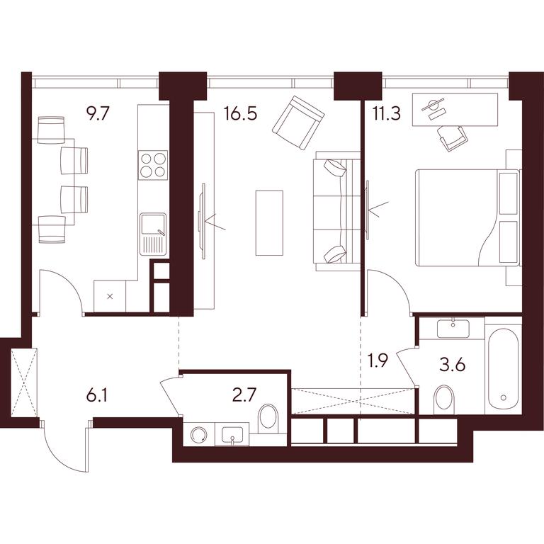 2-BD Apartment Sale, 51.8 sq. m. at INDY TOWERS (Indi Tauerz), Kuusinen Street, Moscow, Russia #1 2-BD Apartment Sale, 51.8 sq. m. at INDY TOWERS (Indi Tauerz), Kuusinen Street, Moscow, Russia #1