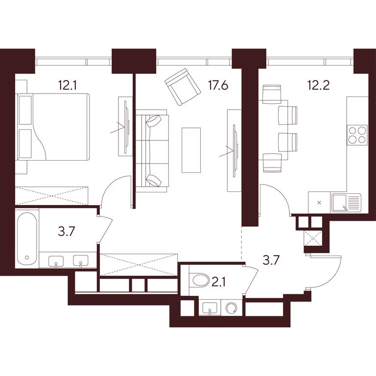 2-BD Apartment Sale, 51.4 sq. m. at INDY TOWERS (Indi Tauerz), Kuusinen Street, Moscow, Russia #1 2-BD Apartment Sale, 51.4 sq. m. at INDY TOWERS (Indi Tauerz), Kuusinen Street, Moscow, Russia #1