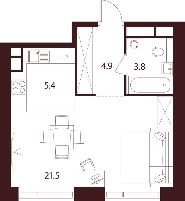Apartment Sale, 35.6 sq. m. at INDY TOWERS (Indi Tauerz), Kuusinen Street, Moscow, Russia #1
