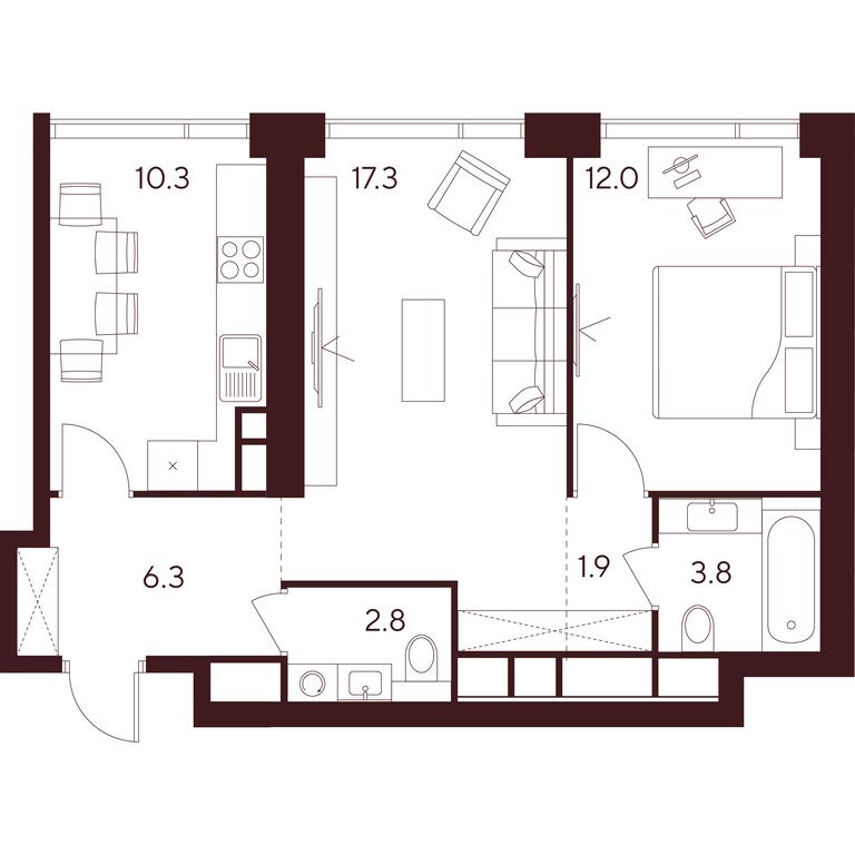 2-BD Apartment Sale, 54.4 sq. m. at INDY TOWERS (Indi Tauerz), Kuusinen Street, Moscow, Russia #1 2-BD Apartment Sale, 54.4 sq. m. at INDY TOWERS (Indi Tauerz), Kuusinen Street, Moscow, Russia #1