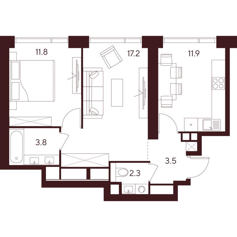 2-BD Apartment Sale, 50.5 sq. m. at INDY TOWERS (Indi Tauerz), Kuusinen Street, Moscow, Russia #1 2-BD Apartment Sale, 50.5 sq. m. at INDY TOWERS (Indi Tauerz), Kuusinen Street, Moscow, Russia #1