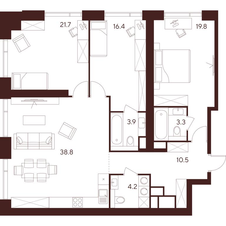 3-BD Apartment Sale, 118.6平方米 at INDY TOWERS (Indi Tauerz), Kuusinen Street, Moscow, Russia #1 3-BD Apartment Sale, 118.6平方米 at INDY TOWERS (Indi Tauerz), Kuusinen Street, Moscow, Russia #1