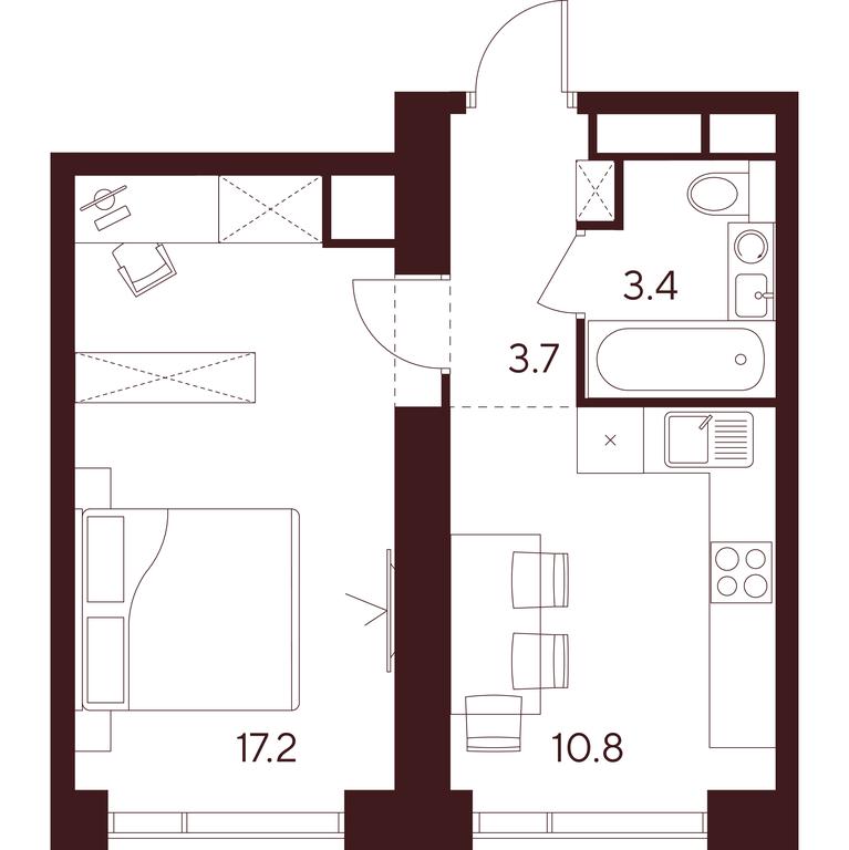1-BD Apartment Sale, 35.1平方米 at INDY TOWERS (Indi Tauerz), Kuusinen Street, Moscow, Russia #1 1-BD Apartment Sale, 35.1平方米 at INDY TOWERS (Indi Tauerz), Kuusinen Street, Moscow, Russia #1