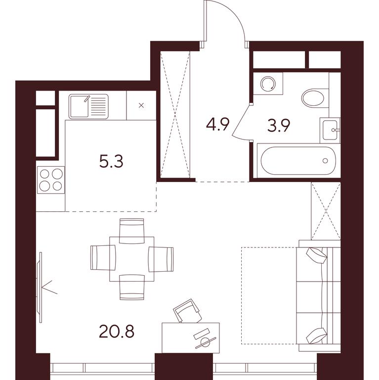 Apartment Sale, 34.9 sq. m. at INDY TOWERS (Indi Tauerz), Kuusinen Street, Moscow, Russia #1