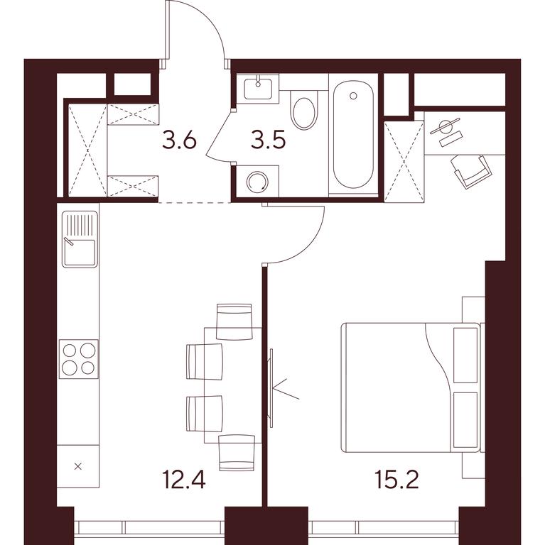 1-BD Apartment Sale, 34.7平方米 at INDY TOWERS (Indi Tauerz), Kuusinen Street, Moscow, Russia #1 1-BD Apartment Sale, 34.7平方米 at INDY TOWERS (Indi Tauerz), Kuusinen Street, Moscow, Russia #1