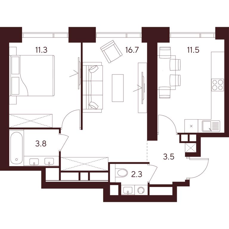 2-BD Apartment Sale, 49.1 sq. m. at INDY TOWERS (Indi Tauerz), Kuusinen Street, Moscow, Russia #1 2-BD Apartment Sale, 49.1 sq. m. at INDY TOWERS (Indi Tauerz), Kuusinen Street, Moscow, Russia #1