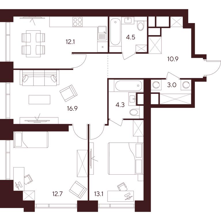 Продажа 3-комн. квартиры, 77,5 м² в ЖК «INDY TOWERS (Инди Тауэрз)», улица Куусинена, Москва, Россия #1 Продажа 3-комн. квартиры, 77,5 м² в ЖК «INDY TOWERS (Инди Тауэрз)», улица Куусинена, Москва, Россия #1