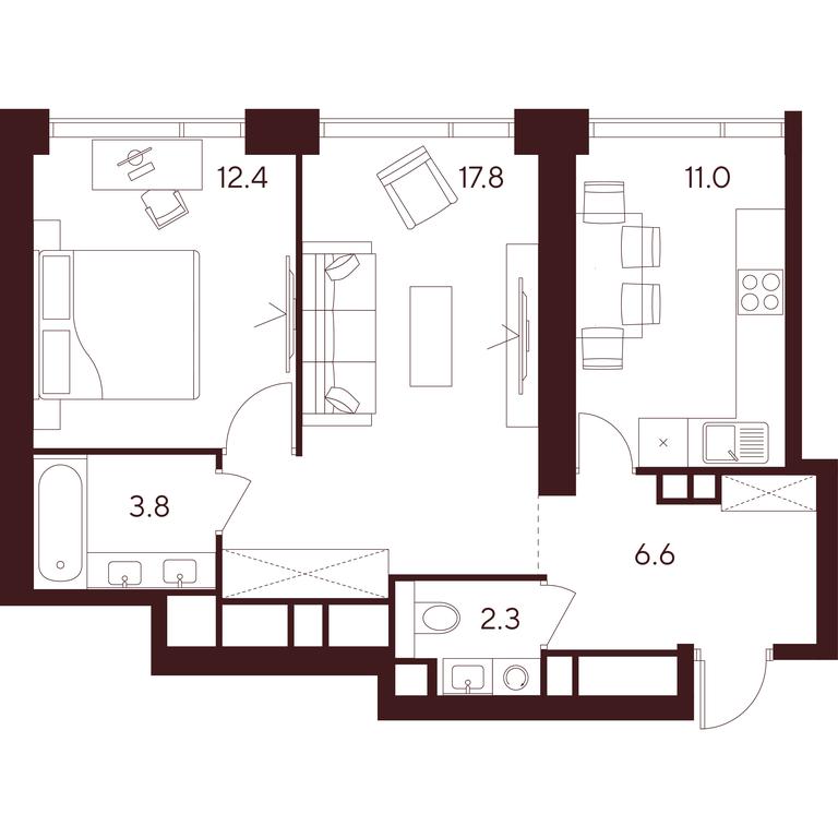 2-BD Apartment Sale, 53.9 sq. m. at INDY TOWERS (Indi Tauerz), Kuusinen Street, Moscow, Russia #1 2-BD Apartment Sale, 53.9 sq. m. at INDY TOWERS (Indi Tauerz), Kuusinen Street, Moscow, Russia #1