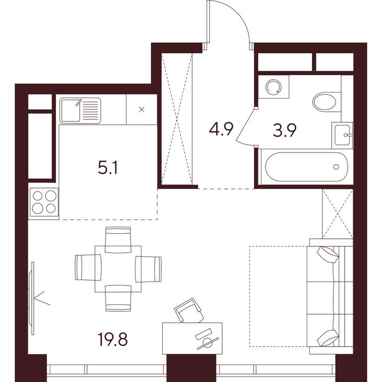 Apartment Sale, 33.7 sq. m. at INDY TOWERS (Indi Tauerz), Kuusinen Street, Moscow, Russia #1