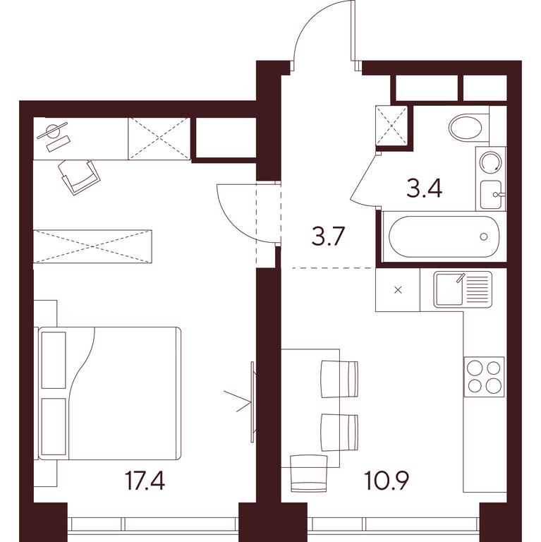 1-BD Apartment Sale, 35.4平方米 at INDY TOWERS (Indi Tauerz), Kuusinen Street, Moscow, Russia #1 1-BD Apartment Sale, 35.4平方米 at INDY TOWERS (Indi Tauerz), Kuusinen Street, Moscow, Russia #1
