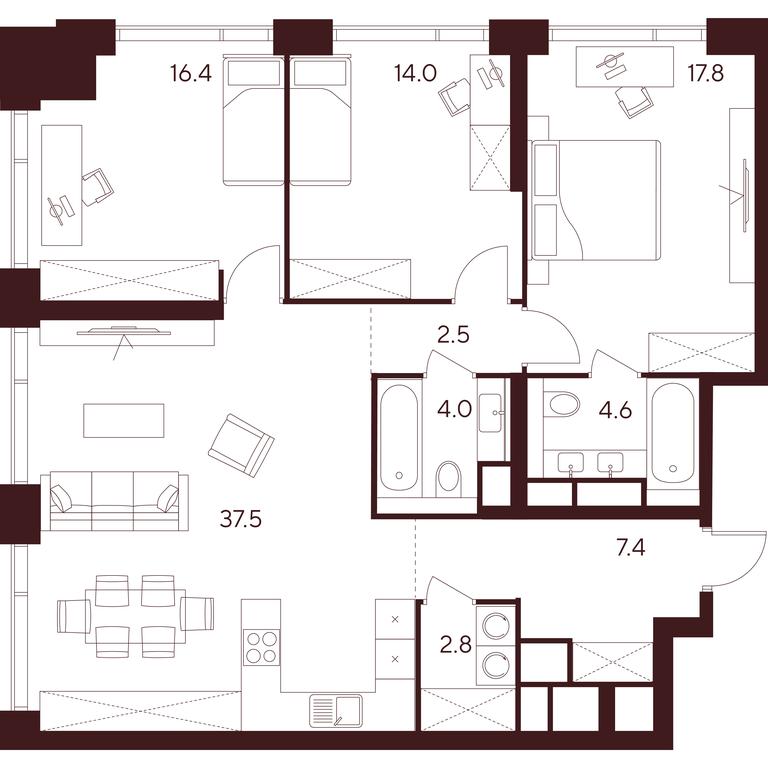 3-BD Apartment Sale, 107 sq. m. at INDY TOWERS (Indi Tauerz), Kuusinen Street, Moscow, Russia #1 3-BD Apartment Sale, 107 sq. m. at INDY TOWERS (Indi Tauerz), Kuusinen Street, Moscow, Russia #1